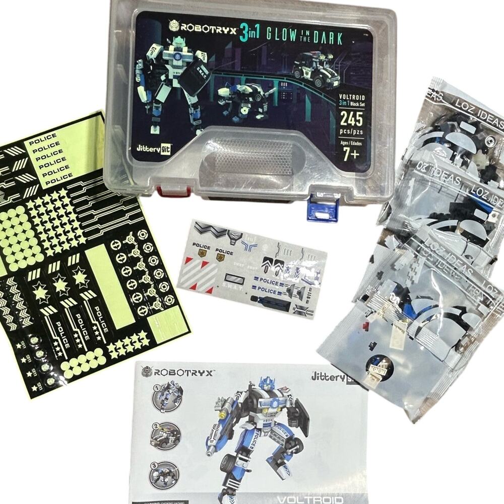 Jitterygit Robotryx 3-in-1 Glow in the Dark Robot Police kit NWT